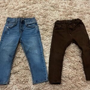 Zara Kids Blue and Brown Jeans Set